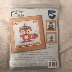 3 separate kits *** Vervaco DIY Counted Cross Stitch Kit - fox - hippo - owl